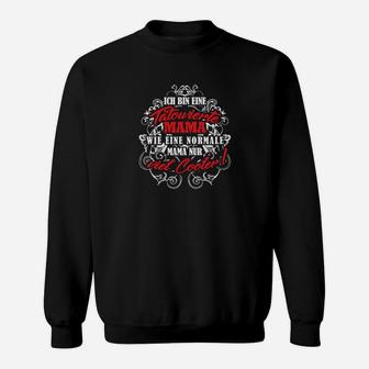 Tätowierte Mama Schwarzes Damen Sweatshirt mit Motiv, Lustiges Design - Seseable