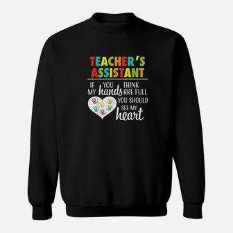 Teacher Assistant Cute Heart Sweat Shirt - Seseable