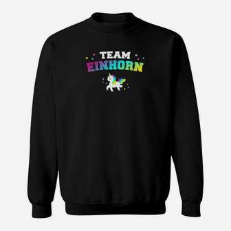 Team Einhorn Schwarz Sweatshirt, Buntes Einhorn-Motiv - Seseable