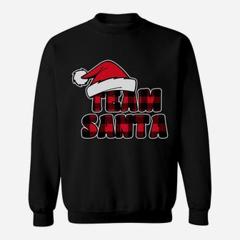 Team Santa Christmas Buffalo Red Plaid Xmas Santa Hat Sweatshirt - Seseable