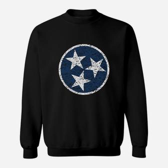Tennessee Flag Symbol - Blue Distressed T-shirt Sweat Shirt - Seseable