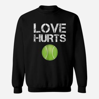 Tennis Player Gifts Love Hurts Funny Tennis Ball Sweatshirt - Seseable