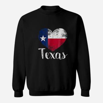 Texas United States Vintage State Flag In Heart Sweat Shirt - Seseable