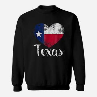 Texas United States Vintage State Flag In Heart Sweat Shirt - Seseable