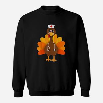 Thanksgiving Turkey Nurse Holiday Nursing Sweat Shirt - Seseable