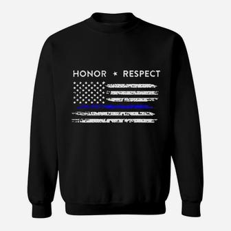Thin Blue Line American Flag Honor Respect Sweat Shirt