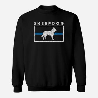 Thin Blue Line Sheepdog Police Officer German Shepherd Sweat Shirt - Seseable