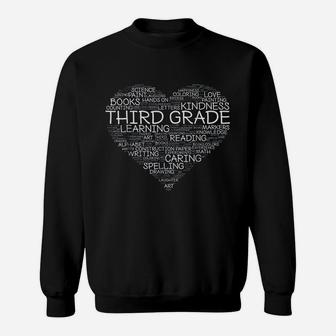 Third Grade Word Heart 3rd Grade Student Teacher Sweat Shirt - Seseable