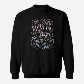 This Girl Runs On And Horses Horse Riding Equestrian Sweat Shirt | Seseable CA