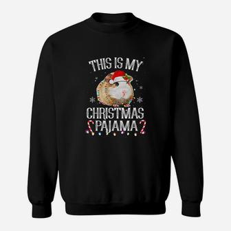 This Is My Christmas Pajama Guinea Pig Christmas Lights Sweat Shirt - Seseable