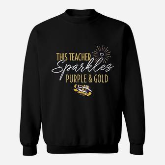 This Teacher Sparkles Purple And Gold Sweat Shirt - Seseable