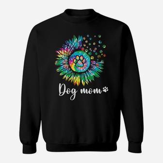 Tie Dye Dog Mom Paw Prints Hippie Sunflower Peace Dog Lovers Sweatshirt - Seseable