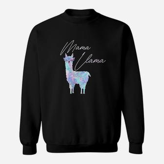 Tie Dye Mama Llama Matching Family Llama Sweat Shirt - Seseable