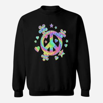 Tie Dye Peace Sign Cute Love Colorful Tye Dye Hippie Flowers Sweatshirt - Seseable