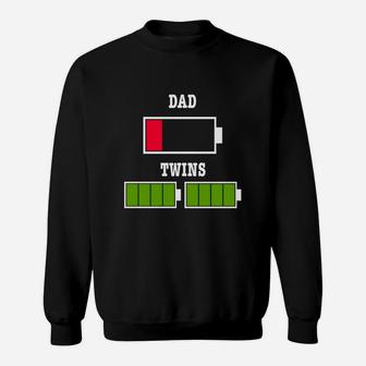 Tired Dad Low Battery Twin Father Fathers Day Xmas Gift Sweat Shirt - Seseable