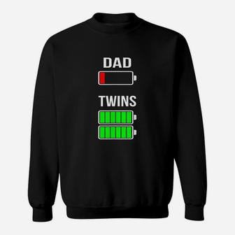 Tired Dad Low Battery Twins Full Charge Funny Gift Sweat Shirt - Seseable