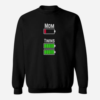 Tired Twin Mom Low Battery Charge Sweat Shirt - Seseable