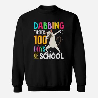 Tonkinese Dabbing Through 100 Days Of School Colorful Cat Lovers Funny Student Sweat Shirt - Seseable