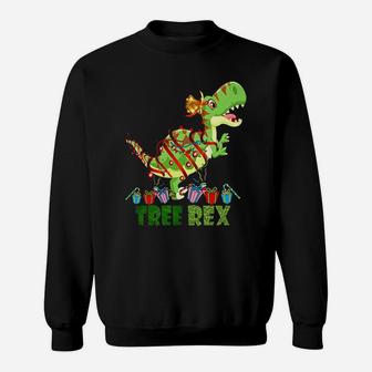Tree Rex Christmas T Rex Dinosaur Tshirt Sweat Shirt - Seseable