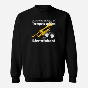 Trompeter Sweatshirt Lustig, Bier und Trompete Spielen Motiv - Seseable