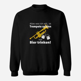 Trompeter-Sweatshirt: Trompete spielen & Bier trinken Lustiges Design - Seseable