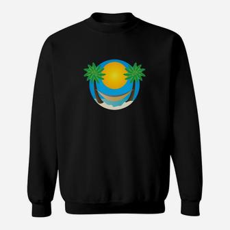 Tropisches Sonnenuntergang Palmen Herren Sweatshirt, Sommer Strand Design - Seseable