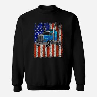 Truck Driver American Flag Proud Trucker T-Shirt Sweat Shirt - Seseable