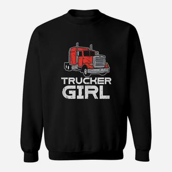 Trucker Girl Trucking Semi Truck Driver Wife Mom Women Gift Sweat Shirt - Seseable