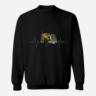 Trucking Lovers Heartbeat Big Truck Driver Gift For Trucker Sweat Shirt - Seseable