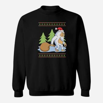 Ugly Christmas Believe Santa Bigfoot Sweat Shirt - Seseable