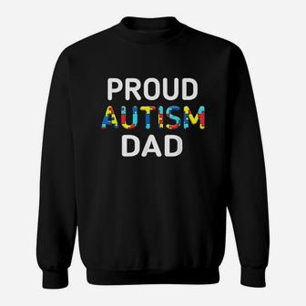 Unique Proud Dad Colored Puzzle Pieces Awareness Sweat Shirt - Seseable