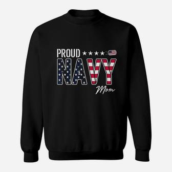 Us Flag Proud Navy Mom Veteran Mom Mothers Day Sweat Shirt - Seseable