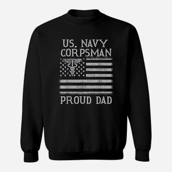 Us Navy Corpsman Proud Dad Awesome Gift Sweat Shirt - Seseable