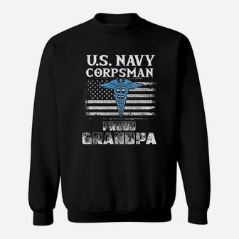 Us Navy Corpsman Proud Grandpa Awesom Sweat Shirt - Seseable