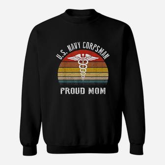 Us Navy Corpsman Proud Mom Vintage Gift Sweat Shirt - Seseable