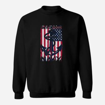 Us Navy Flag With Anchor For Navy Veterans And Soldiers Sweat Shirt - Seseable