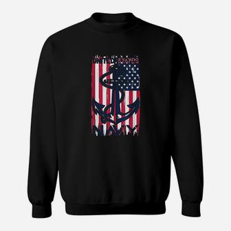 Us Navy Flag With Anchor For Navy Veterans And Soldiers Sweat Shirt - Seseable