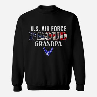 Us Proud Air Force Grandpa With American Flag Gift Sweat Shirt - Seseable