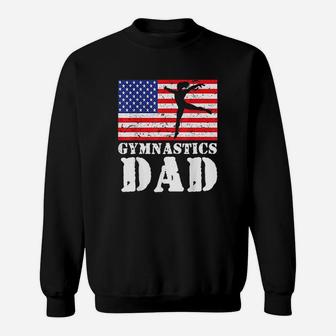 Usa American Distressed Flag Gymnastics Dad Sweat Shirt - Seseable