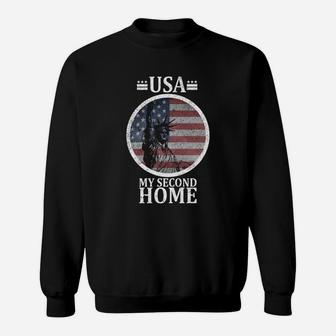 USA-Themen-Sweatshirt im Vintage-Look, My Second Home mit Amerikanischer Flagge - Seseable