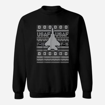 Usa Ugly Christmas Fighter Jet Usaf Pilot Sweat Shirt - Seseable