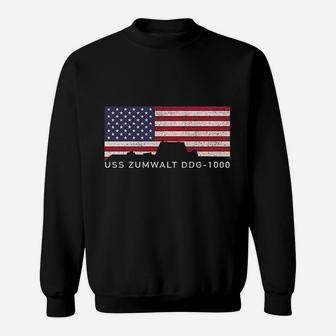 Uss Zumwalt Ddg 1000 Navy Ship American Gift Usa Flag Sweat Shirt - Seseable