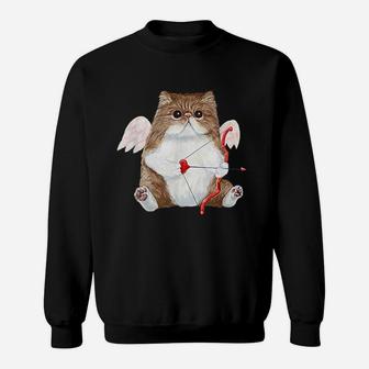 Valentines Day Cat Cupid Heart Sweat Shirt - Seseable
