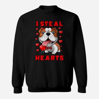 Valentines Day English Bulldog Dog Boys Girls Kids Sweat Shirt - Seseable