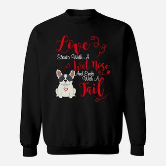 Valentines Day Love My Dog French Bulldog Frenchie Sweat Shirt - Seseable
