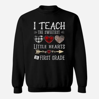 Valentines Day Teacher First Grade Cute Hearts Sweat Shirt - Seseable