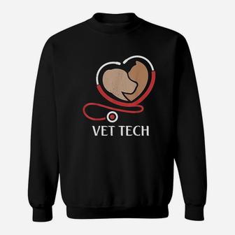 Vet Tech Gift For Veterinary Technicians Cute Paw Sweat Shirt - Seseable