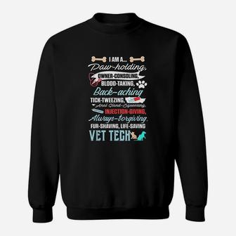 Vet Tech Paw Holding Funny Veterinary Technician Sweat Shirt - Seseable