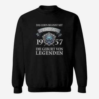 Vintage 1957 Geburtsjahr Legenden Sweatshirt, Leben Beginnt mit 65 - Seseable
