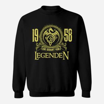 Vintage 1958 Legenden Sweatshirt in Schwarz mit Goldenem Text - Seseable